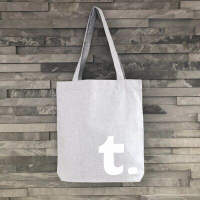 Tote Bag Gris con Inicial Blanca