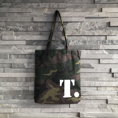 Camouflage-Einkaufstasche mit Initiale