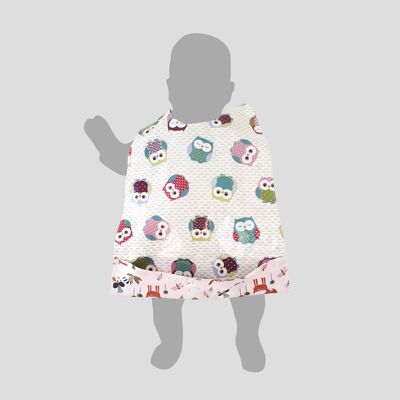 Large size reversible waterproof baby bib with recovery pocket, owl/deer pattern