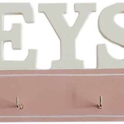 Wooden Hanging Key Holder for wall with 4 hooks and the word KEYS 20x18x2.5cm