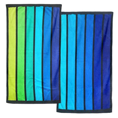 Promo pack of 2 Happy Men and Happy Blue Jacquard velor beach towels in size L