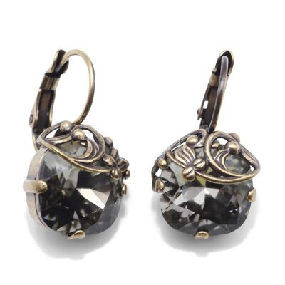 Boucles d'oreilles pendantes Valentina avec cristal de qualité supérieure de la collection Soul en diamant noir