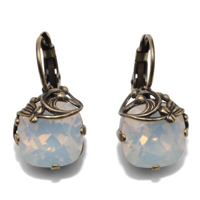 Boucles d'oreilles Valentina avec cristal Premium de la collection Soul en opale blanche