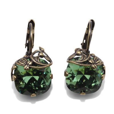 Boucles d'oreilles pendantes Valentina avec cristal Premium de la collection Soul en vert fougère