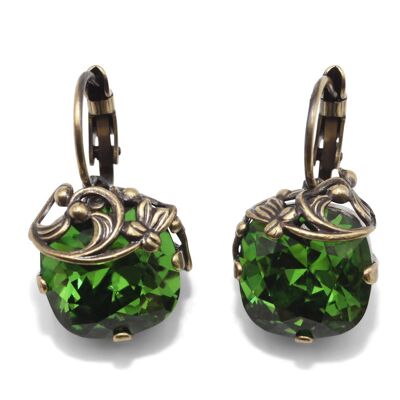 Boucles d'oreilles pendantes Valentina avec cristal haut de gamme de la collection Soul en Erinite