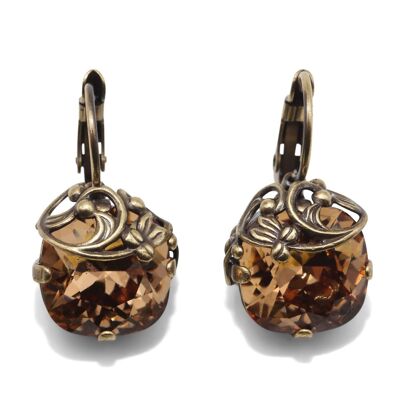 Boucles d'oreilles pendantes Valentina avec cristal haut de gamme de Soul Collection en Light Colorado Topaz