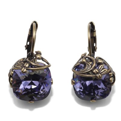 Boucles d'oreilles pendantes Valentina avec cristal haut de gamme de la collection Soul en tanzanite