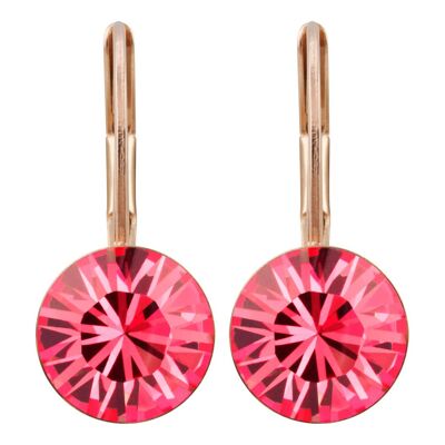 Boucles d'oreilles Livia en plaqué or rose avec cristal Premium de Soul Collection en Indian Pink