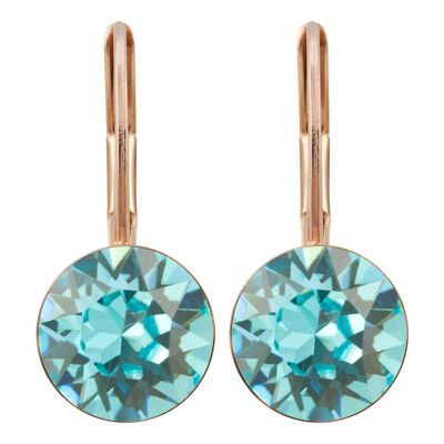 Boucles d'oreilles Livia en plaqué or rose avec cristal Premium de Soul Collection en Light Turquoise