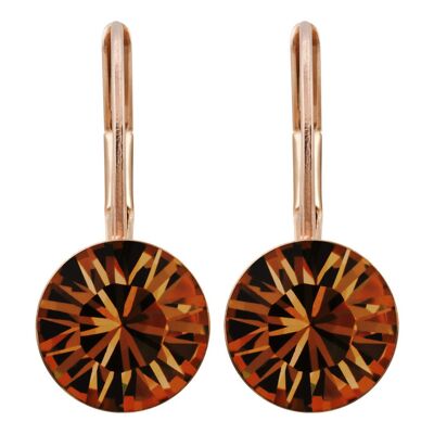 Boucles d'oreilles Livia en plaqué or rose avec cristal Premium de Soul Collection en Smoked Topaz