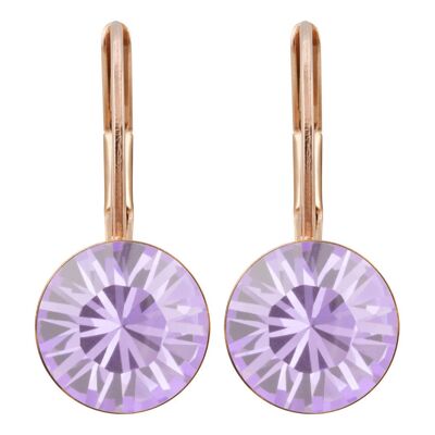 Boucles d'oreilles Livia en plaqué or rose avec cristal premium de Soul Collection en violet