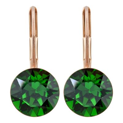 Earrings Livia rose gold plated with premium crystal from Soul Collection in dark moss green