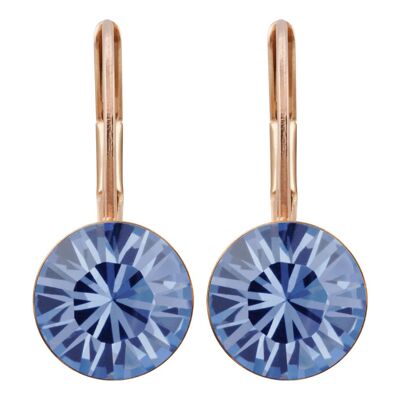 Pendientes Livia chapados en oro rosa con cristal premium de Soul Collection en azul denim