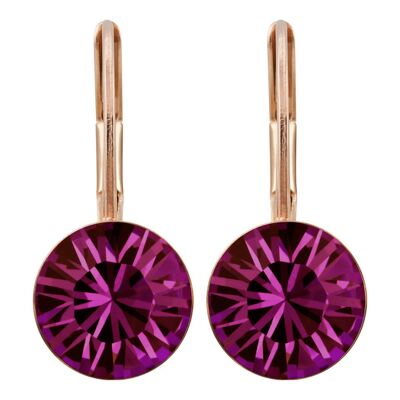 Pendientes Livia baño de oro rosa con Premium Crystal de Soul Collection en amatista