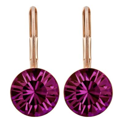 Boucles d'oreilles Livia plaqué or rose avec Premium Crystal de Soul Collection en améthyste