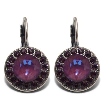 Boucles d'oreilles pendantes Samira avec cristal Premium de Soul Collection en Bourgogne Delite