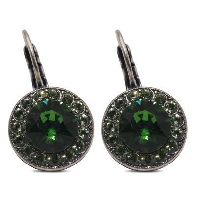 Pendientes colgantes Samira con cristal de primera calidad de la colección Soul en peridoto - verde musgo oscuro