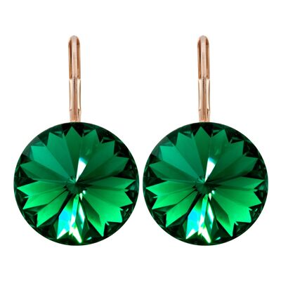 Earrings Letizia rose gold plated with Premium Crystal from Soul Collection in Emerald
