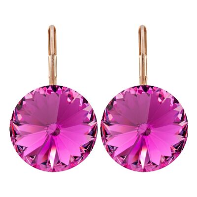 Earrings Letizia rose gold plated with Premium Crystal from Soul Collection in fuchsia