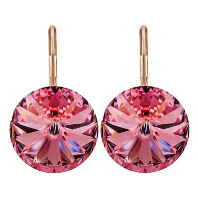 Boucles d'oreilles Letizia plaqué or rose avec cristal premium de Soul Collection en rose