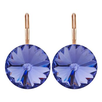 Boucles d'oreilles Letizia plaqué or rose avec Cristal Premium de Soul Collection en Tanzanite