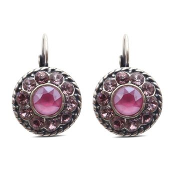 Pendants d'oreilles Natalie avec cristal de qualité supérieure de la collection Soul en améthyste clair - Rose antique - Rose pivoine