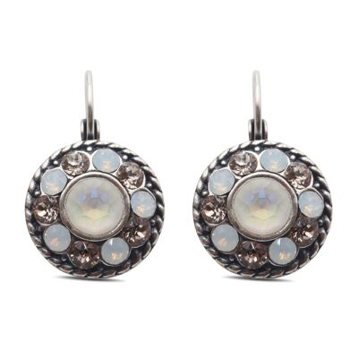 Pendants d'oreilles Natalie avec cristal de qualité supérieure de la collection Soul en opale blanche - Soie légère - Delite gris clair