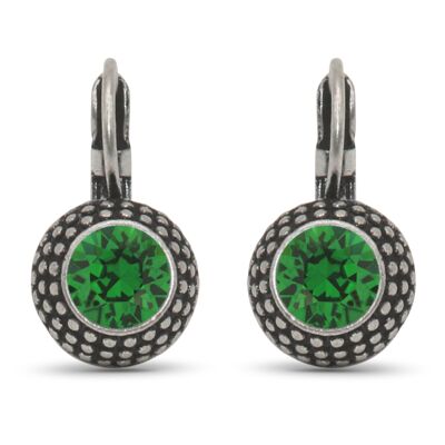 Pendientes LEA con cristal premium de Soul Collection en verde musgo oscuro