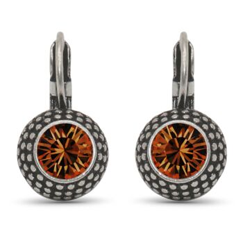 Boucles d'oreilles pendantes LEA avec Premium Crystal de Soul Collection en Smoked Topaz