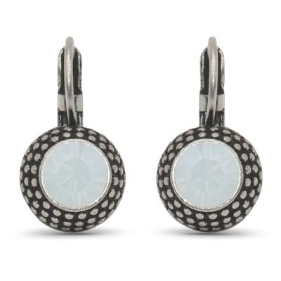 Boucles d'oreilles pendantes LEA avec cristal premium de Soul Collection en opale blanche