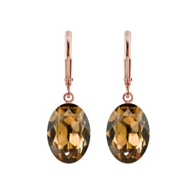 Boucles d'oreilles Lina plaqué or rose avec cristal Premium de Soul Collection en Light Smoked Topaz