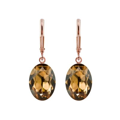 Earrings Lina rose gold plated with Premium Crystal from Soul Collection in Light Smoked Topaz