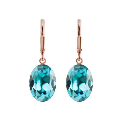 Boucles d'oreilles Lina plaqué or rose avec cristal Premium de Soul Collection en Light Turquoise