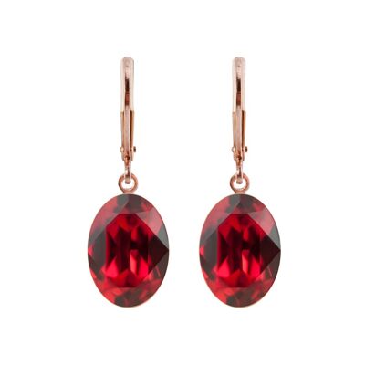 Boucles d'oreilles Lina plaqué or rose avec Premium Crystal de Soul Collection en Scarlet