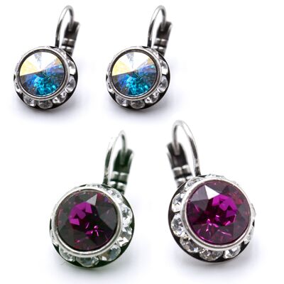 Pendientes colgantes Melina con cristal premium de Soul Collection en fucsia