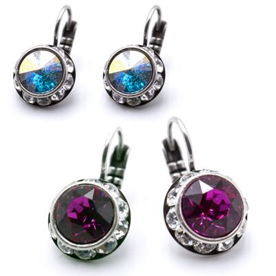 Boucles d'oreilles pendantes Melina avec cristal premium de Soul Collection en fuchsia