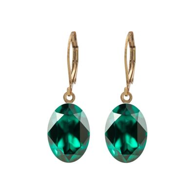 Earrings Lina gold-plated with Premium Crystal from Soul Collection in Emerald