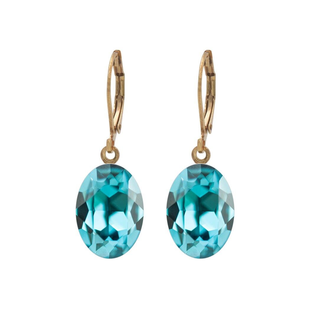 Orecchini Lina placcati oro con Cristallo Premium della Collezione Soul in Turchese Chiaro
