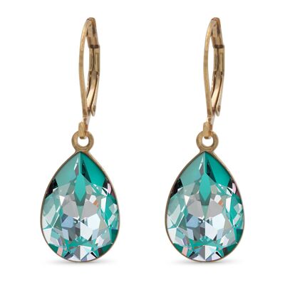 Drop Earrings Trophelia Gold Plated with Premium Crystal from Soul Collection in Laguna Delite