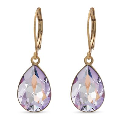 Pendientes colgantes Trophelia chapados en oro con cristal de primera calidad de Soul Collection en Lavender Delite