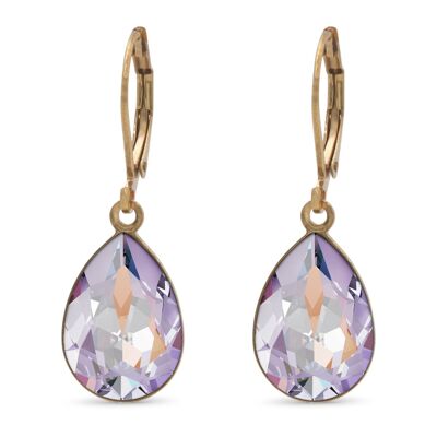 Drop Earrings Trophelia Gold Plated with Premium Crystal from Soul Collection in Lavender Delite