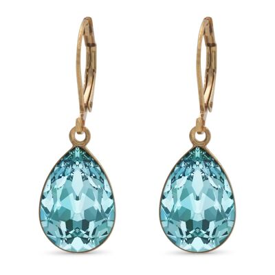 Boucles d'oreilles Trophelia plaqué or avec cristal Premium de Soul Collection en Light Turquoise
