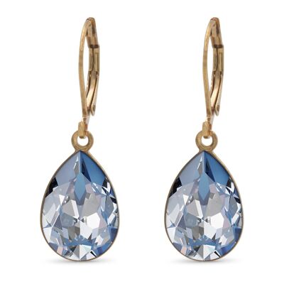 Drop Earrings Trophelia Gold Plated with Premium Crystal from Soul Collection in Ocean Delite