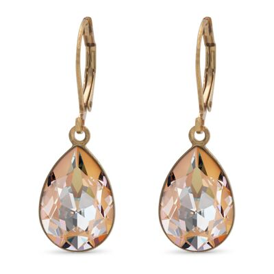 Drop Earrings Trophelia Gold Plated with Premium Crystal from Soul Collection in Peach Delite
