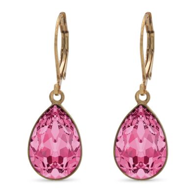Boucles d'oreilles Trophelia plaqué or avec cristal premium de Soul Collection en rose