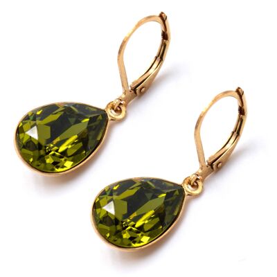 Pendientes Trophelia bañados en oro con Cristal Premium de Soul Collection en Olivino