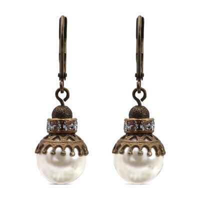 Boucles d'oreilles pendantes en perles Penelope avec cristal de qualité supérieure de la collection Soul en blanc