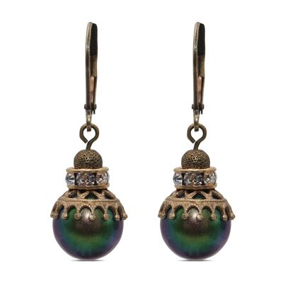 Pendientes colgantes de perlas Penélope con cristal de primera calidad de Soul Collection en Scarabaeus
