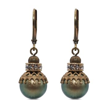 Penelope Pearl Boucles d'oreilles pendantes avec cristal de qualité supérieure de la collection Soul en vert irisé