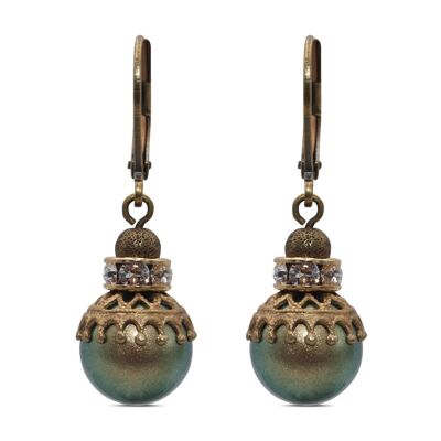 Penelope Pearl Drop Earrings with Premium Crystal from Soul Collection in Iridescent Green
